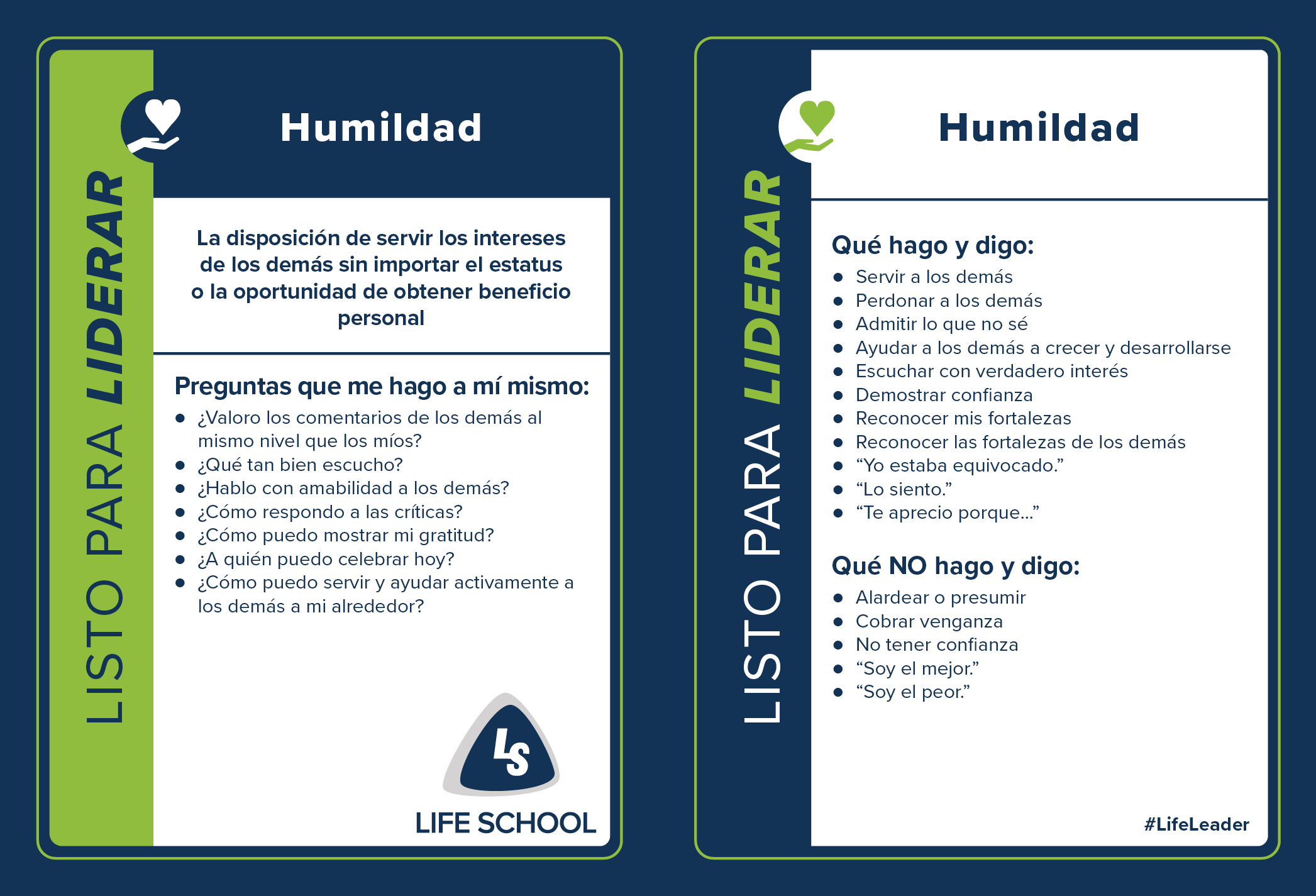 LL Action Card - Humility - Spanish